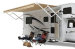 Carefree RV Awning, 16 ft Length x 8 ft Extension, Black/Gray Dune Stripe, Black/Gray Matching Vinyl Weatherguard - QJ168D8D