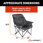 Lippert Camping Chair, 31 in Depth x 40 in Width x 40.3 in Height, 400 lb Weight Capacity - 2024043334