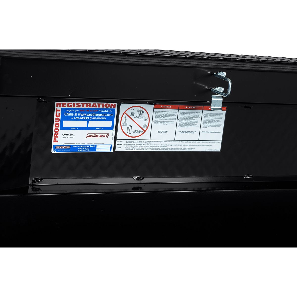 Weather Guard Tool Box, Gloss Black, Aluminum, 27-1/2 in Length x 72 in Width x 18-1/2 in Height - 117-5-04