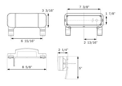Optronics Trailer Light, 8.625 in Length x 5 in Width x 2-1/4 in Depth, 12.8 V DC, White Base - RVST61S