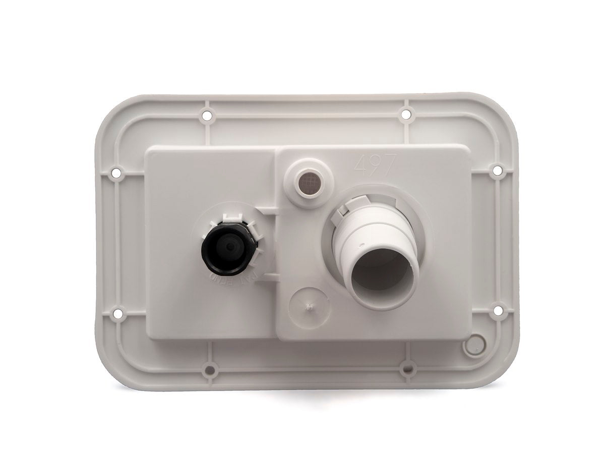 B&B Molders Fresh Water Inlet, Use With Either 1-1/4 in Or 1-3/8 in Water Fill Hose, 3-3/4 in Height x 6 in Width Cutout Dimension - 94222