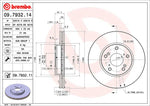 Brembo Brake Rotor, Wheel Bolt Pattern 5 x 114.3 Millimeter, 142.3 Millimeter Hat Inside Diameter, 64 Millimeter Hub Diameter - 09793211C02
