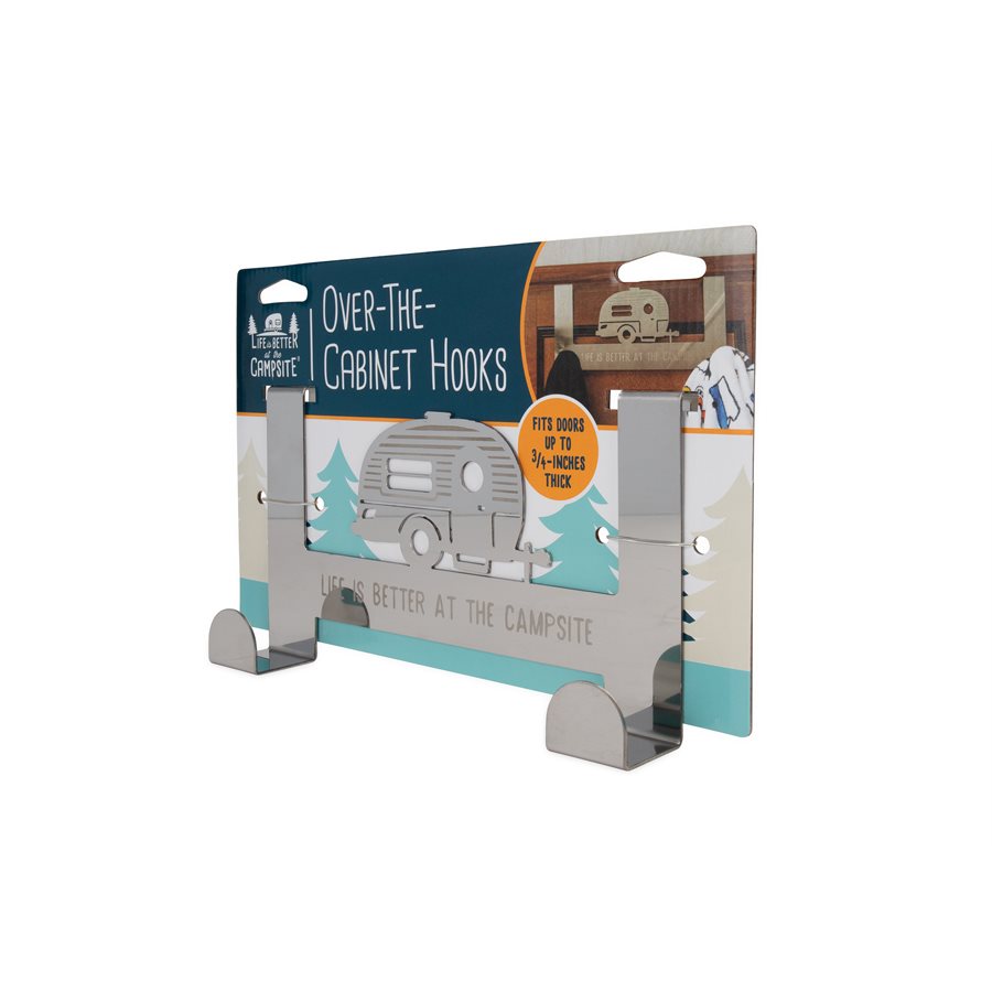 Camco Towel Rack, Fits Doors Up To 3/4 in Thick, 8-1/2 in Length x 4-5/8 in Width x 2-1/4 in Depth, Stainless Steel - 53381