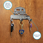 Camco Key Storage Case, 6 in Length x 4-1/4 in Width x 1-1/4 in Depth, Stainless Steel, With 3 Hooks And Double Sided Mounting Tape - 53368