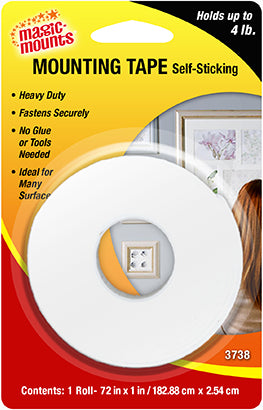 Magic Mounts Multi Purpose Tape, 1 in Width x 72 in Length Roll, White - 3738