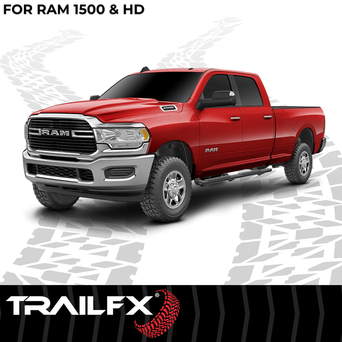 TrailFX Nerf Bar, TrailFX A4 Series, 4-1/2 in Hexagonal Straight, Titanium Black - AL4009B