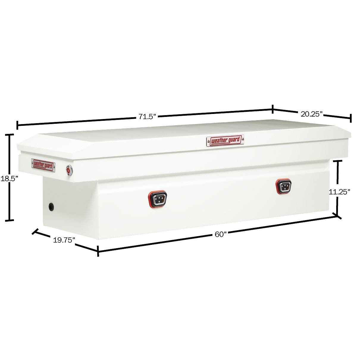 Weather Guard Tool Box, White, Steel, 20 in Length x 72 in Width x 18 in Height - 126-3-04
