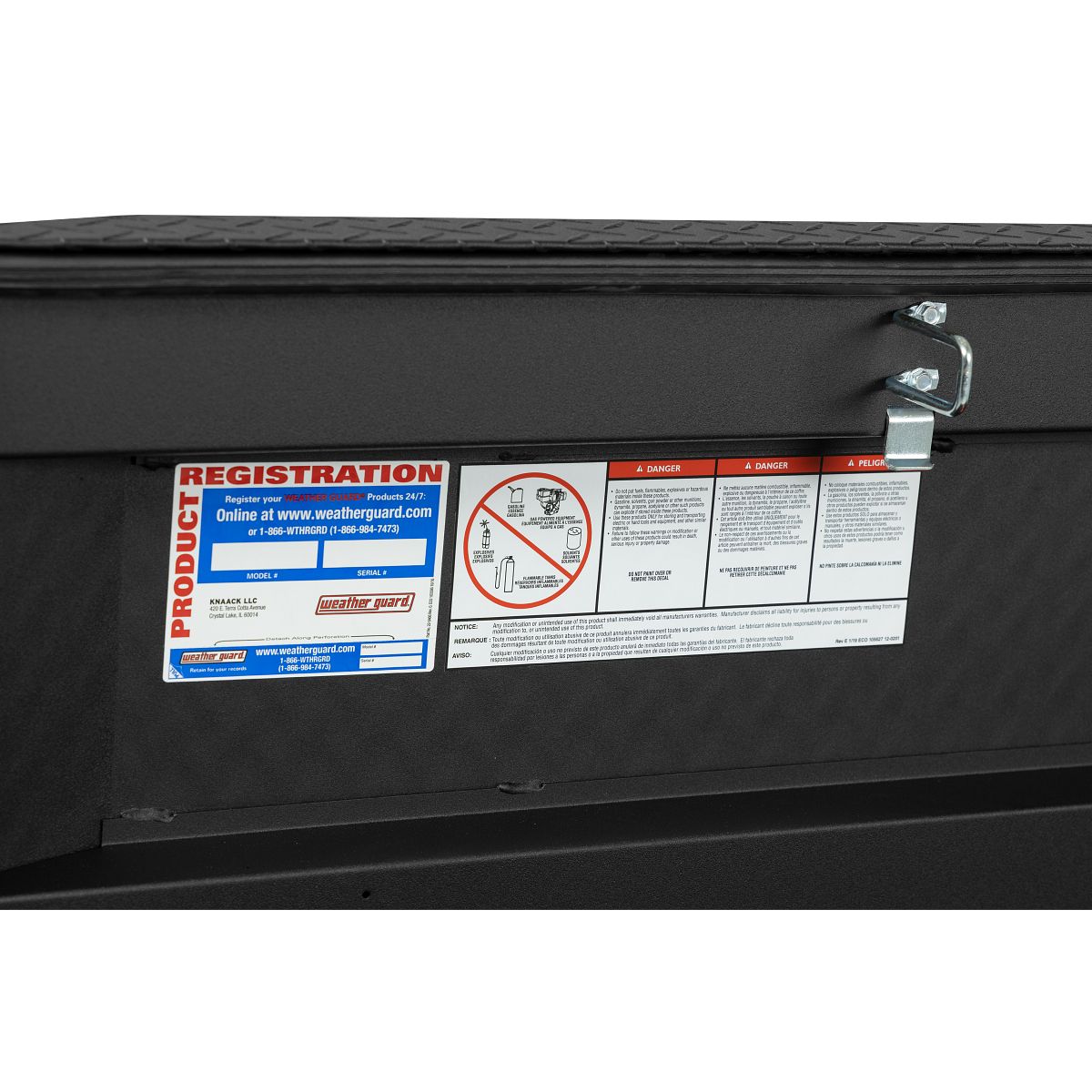 Weather Guard Tool Box, Textured Matte Black, Aluminum, 27-1/2 in Length x 72 in Width x 18-1/2 in Height - 117-52-04