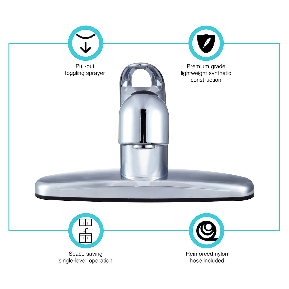 Dura Faucet Faucet, Chrome Plated/Plastic, 3 Hole Application - DF-PK100-CP