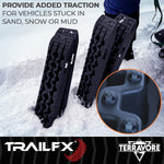 TrailFX Traction Mat, 42-1/2 in Length x 12-1/2 in Width x 2-1/2 in Height, Supports 20,000 lb, Black, Set Of 2 - TBBK01