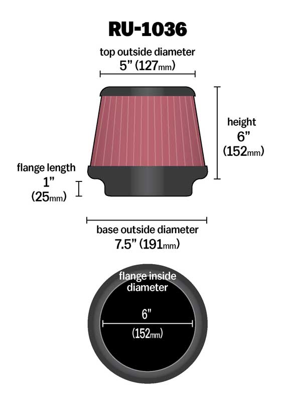 K&N Air Filter Elements RU-1036 product image 3