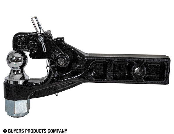 Buyers Products Pintle Hook, 2-1/2 in Receiver Mount, 10 Ton Combination Hitch, 20000 lb Towing Capacity - RM102000