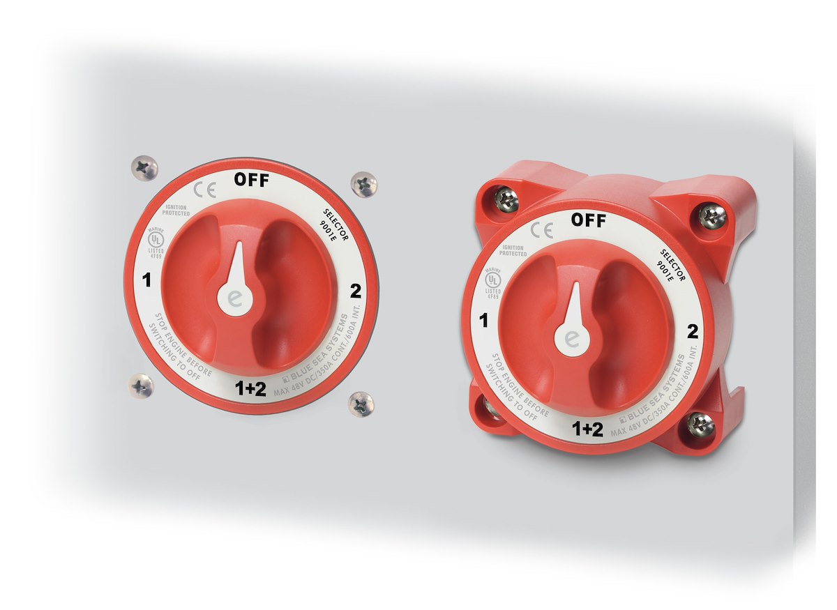 Blue Sea Battery Selector Switch, E-Series, 3 Position, 2 Batteries - 11001-BSS