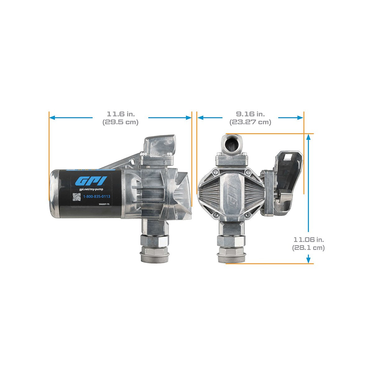 GPI Liquid Transfer Tank Pump, G20 Series, 12 V DC, 20 gal Per Minute - 162000-03