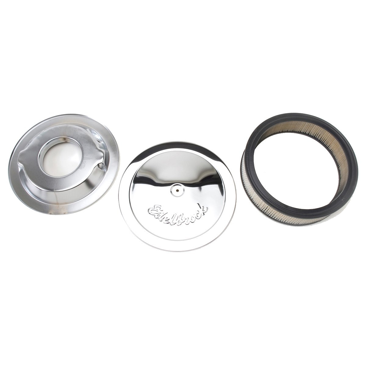 Edelbrock Air Cleaner Assembly, 5-1/8 in Diameter Carburetor, 5-1/8 in Flange, 14 in Diameter x 3-3/4 in Tall - 1221