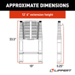 Lippert RV Ladder, 12 ft 6 in Extension Height, Aluminum, 330 lb Load Capacity - 2021097938