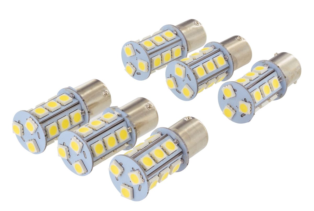 Valterra Multi Purpose Light Bulb - LED, Replacement For 1141/1156 Bulbs, LED Tower Bulb, Cool White/Daylight/Bright White, Pack Of 6 - DG726236VP
