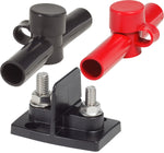 Blue Sea Busbar Stud, 5/16 in-18/3/8Inch-16 Thread Size, 48 V, With Black And Red Insulator Cover - 2018-BSS