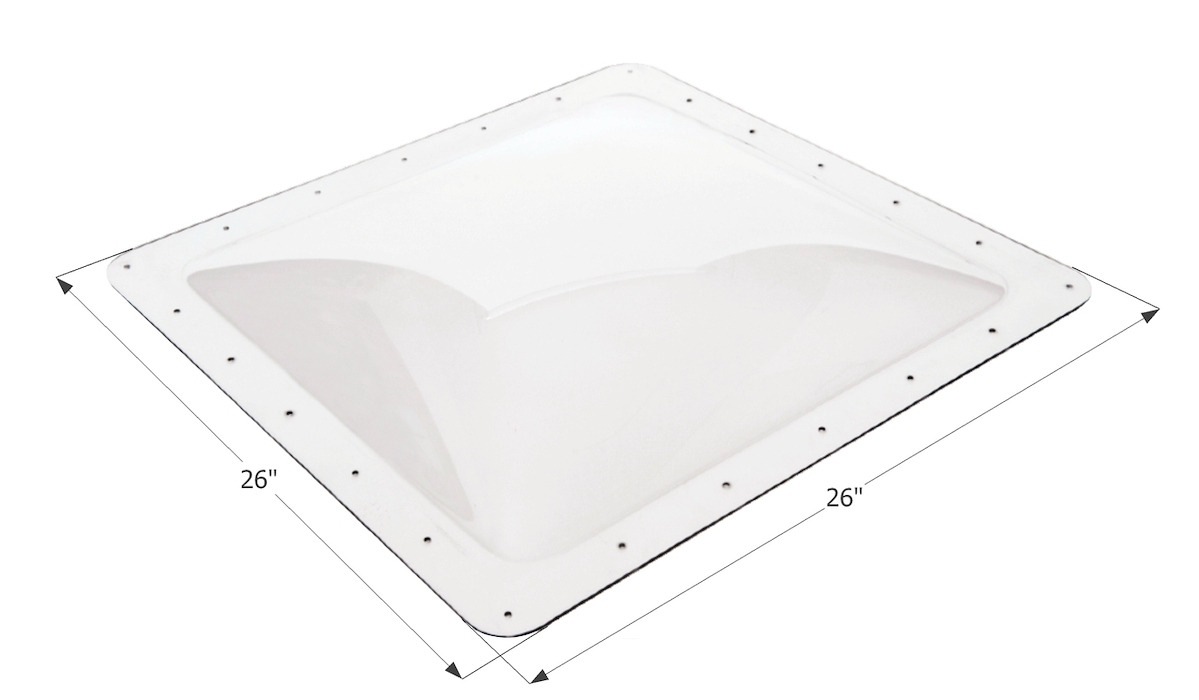 Icon Skylight, 4 in High Bubble Type Dome, For 22 in Length x 22 in Width Opening, 26 in Length x 26 in Width Flange - 01856