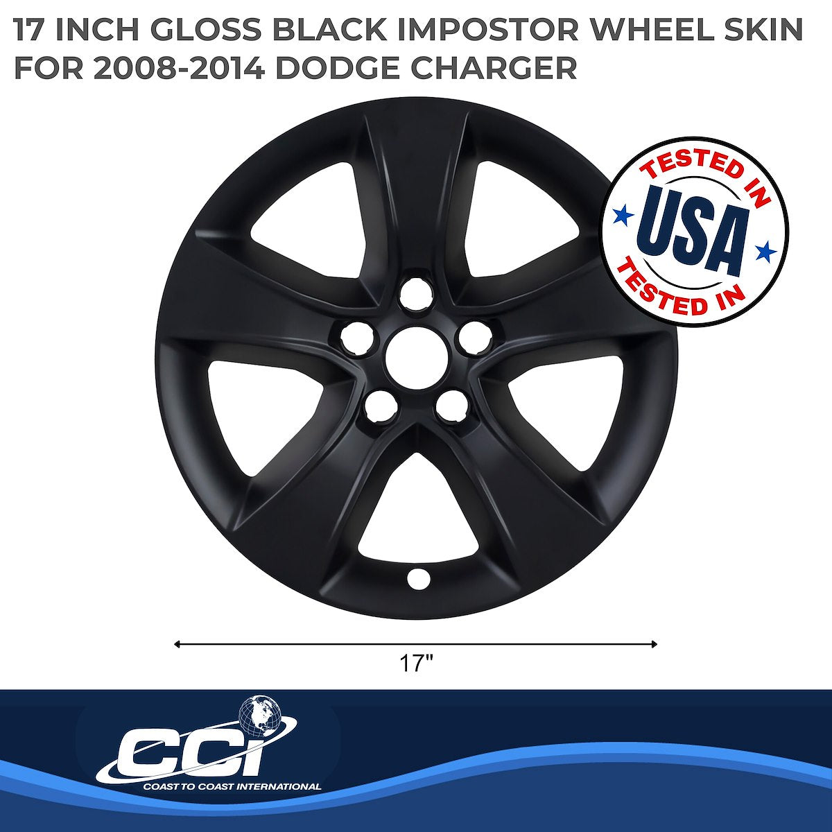 Coast2Coast Wheel Skin, 17 in, 5 Spokes, Gloss Black, Set Of 4 - IWCIMP352BLK