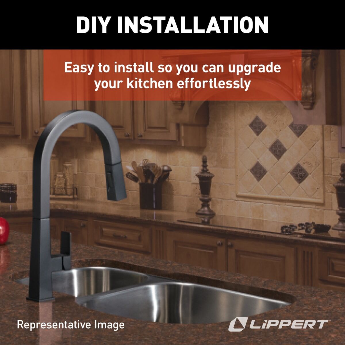 Lippert Sink, Double Kitchen Sink For 25 in x 17 in Basin, 23.94 in x 16.44 in Opening, White - 809030