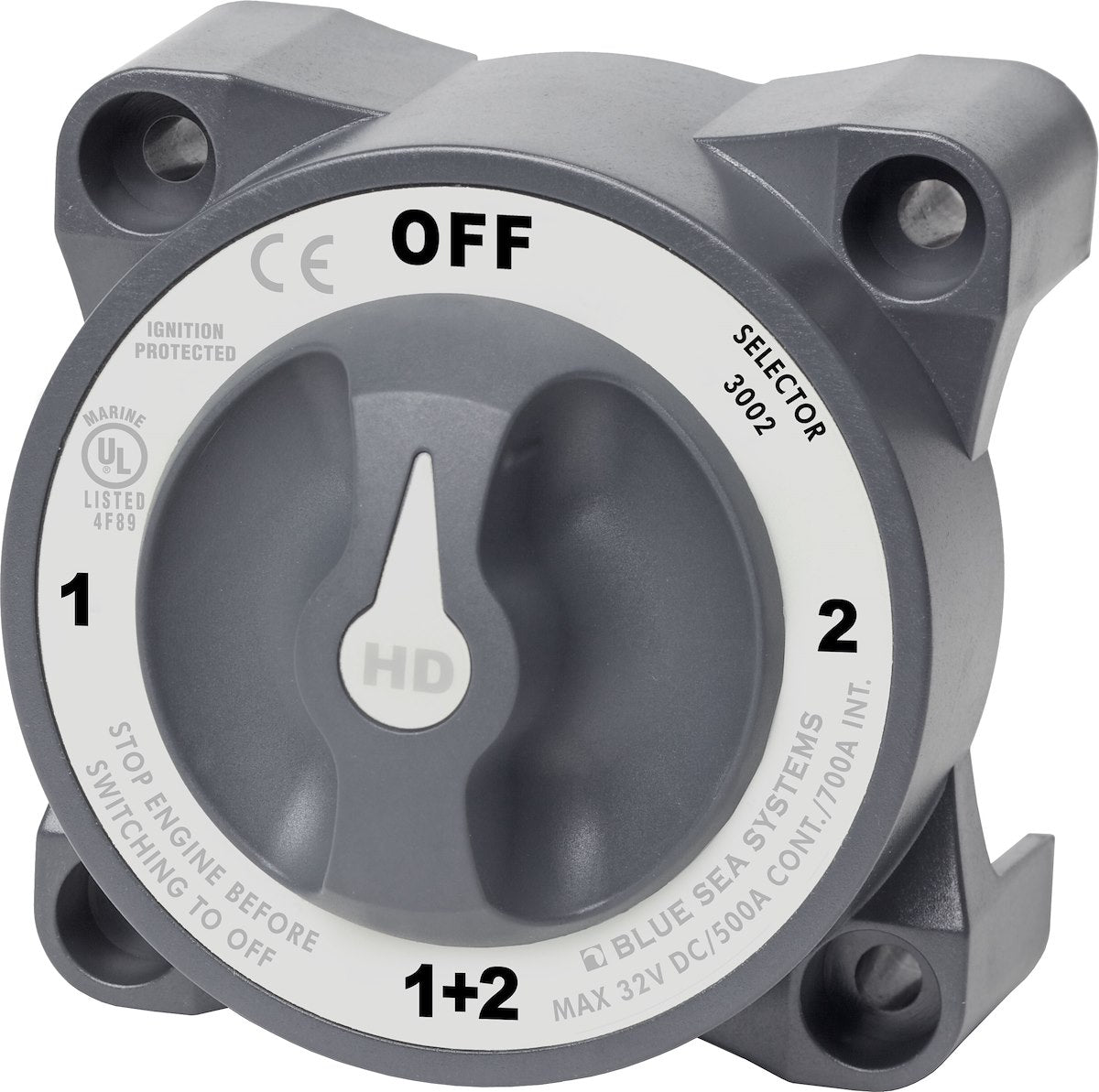 Blue Sea Battery Selector Switch, HD Series, 4 Position, 2 Batteries - 3002-BSS