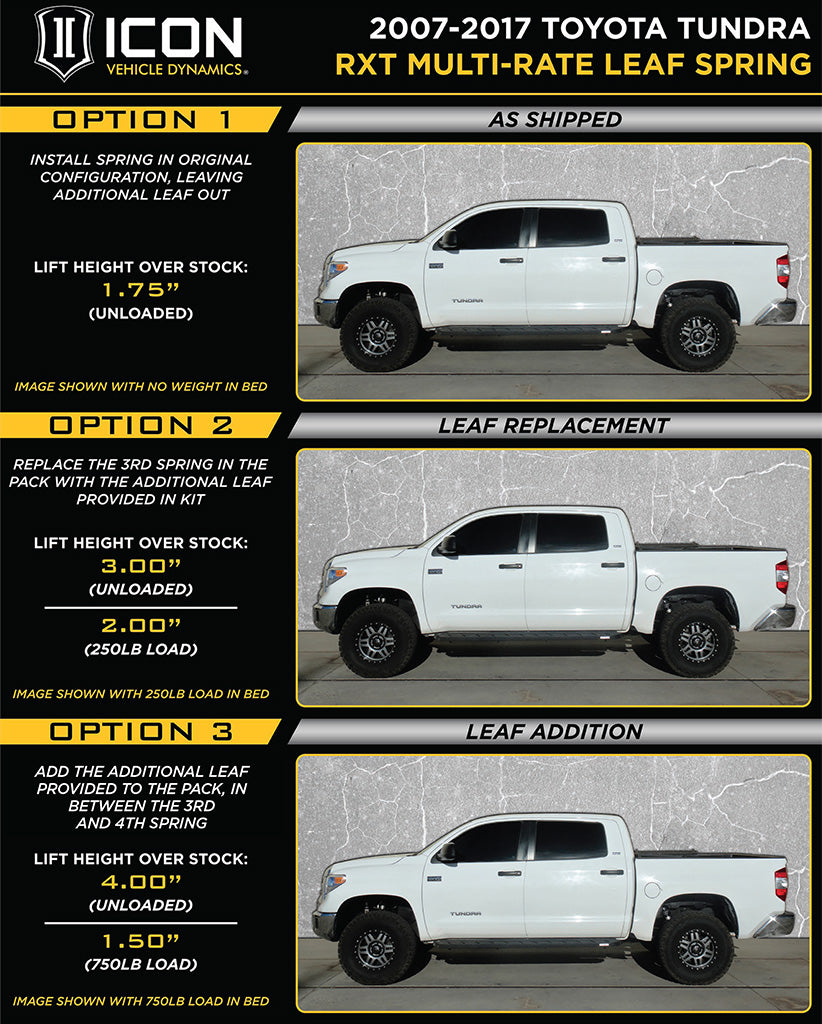 Icon Vehicle Dynamics Leaf Spring, 1.875 To 2.625 in Lift Depending On Leaf Configuration - 158509