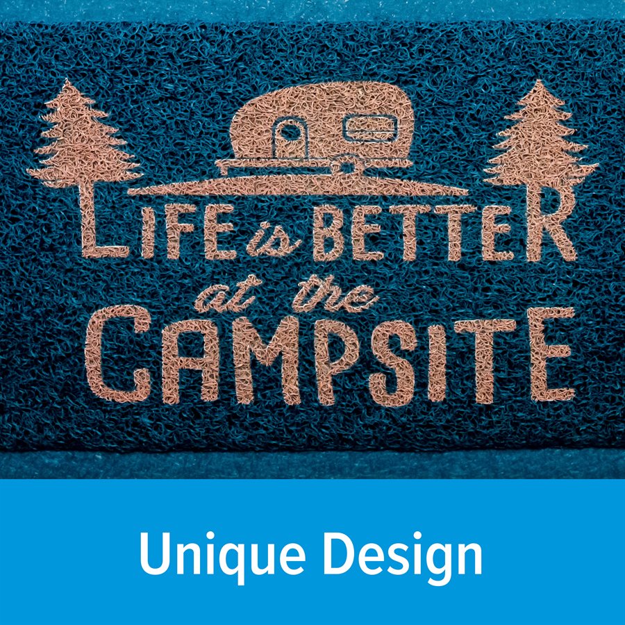 Camco Door Mat, Blue, 29 in Width x 17-1/4 in Length - 53201