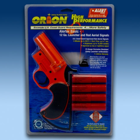 Orion Distress Signal Kit, Alerter Basic-4, DOT 1.4 G UN0403/USCG Approved, With 12 Gauge Safety Launcher/Four Aerial Signal Flares - 584