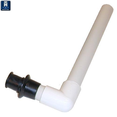 T-H Marine Livewell Overflow Tube, Fits 1-1/8 in Thru Hulls, 90 degree, 12 in Length - ODT-190-DP
