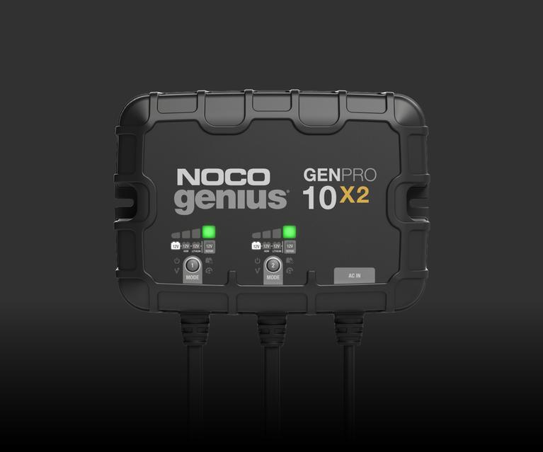NOCO Battery Charger, For 12 V Batteries, 2 Bank Onboard Charger/10 amp Per Bank, 120 To 240 V AC/50 To 60 Hz - GENPRO10X2