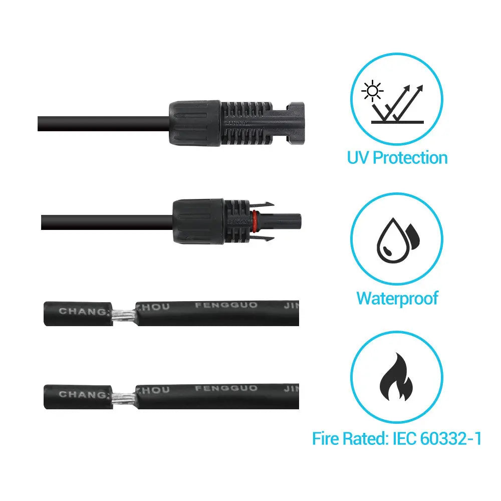 Renogy Solar Panel Cable, 10 ft Length, 10 AWG, Set Of 2 - RNG-AK-10FT-10-G1-US