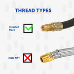 Flame King Propane Hose, Type 1 ACME Nut x 1/4 in Inverted Male Flare Connector, 18 in Length - E18INPT