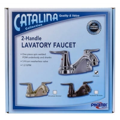 Phoenix Products Faucet, 2 Lever Handles, Polished Chrome Plated/Plastic Underbody, 2 Hole Application - PF222304