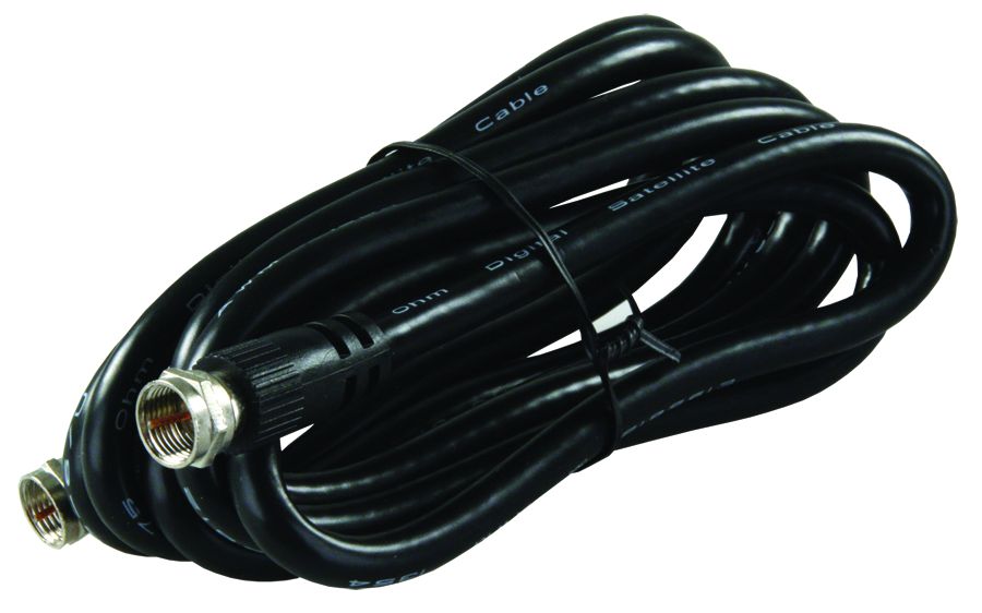 JR Products Coaxial Cable, RG6, 6 ft Length, Black - 47425