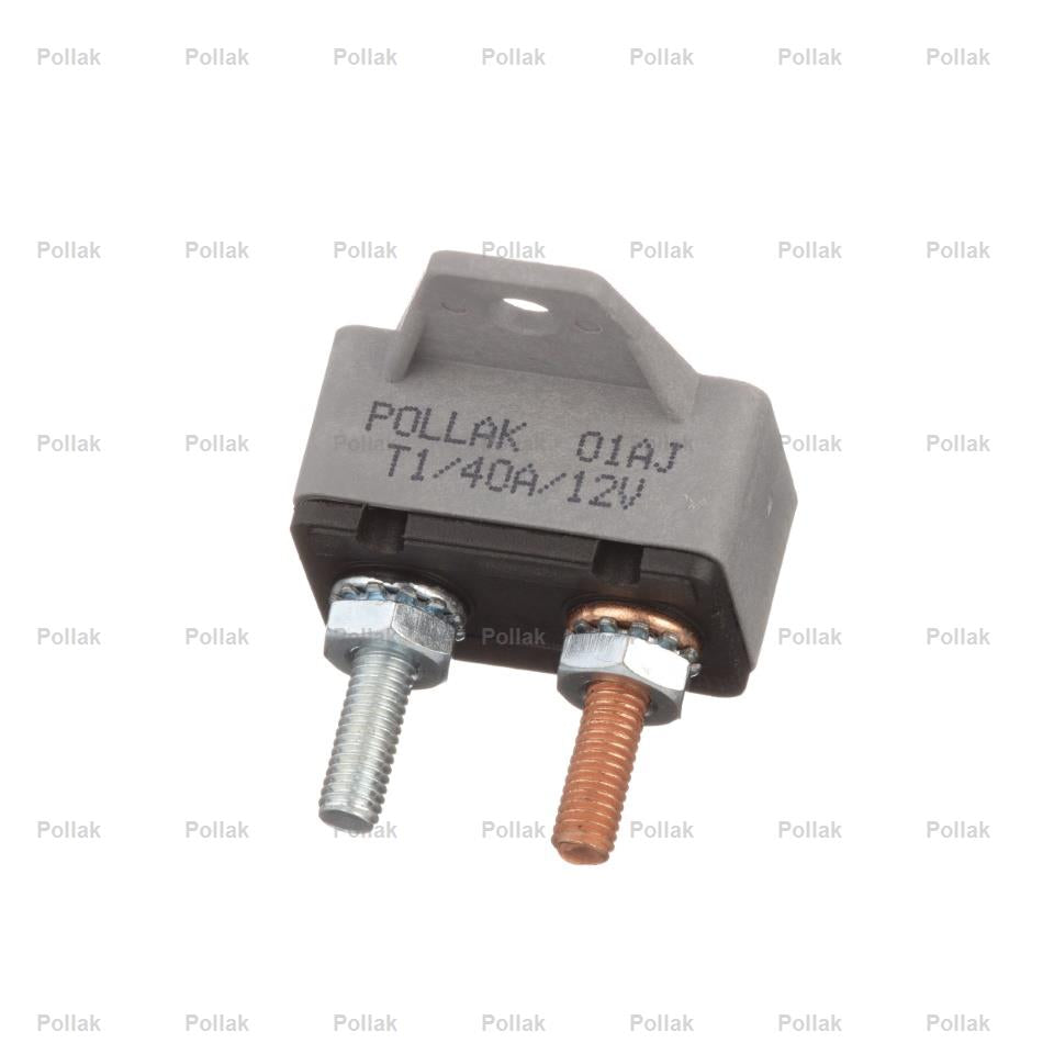 Pollak Circuit Breaker, 40 amp/12 V DC, With 90 Mounting Bracket - 54-240PL