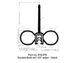 AP Products Slide Out Seal, Double Bulb Type With 1-1/2 in Wiper, 2 in Width x 2-1/4 in Height x 28 ft Length, Black - 018-478
