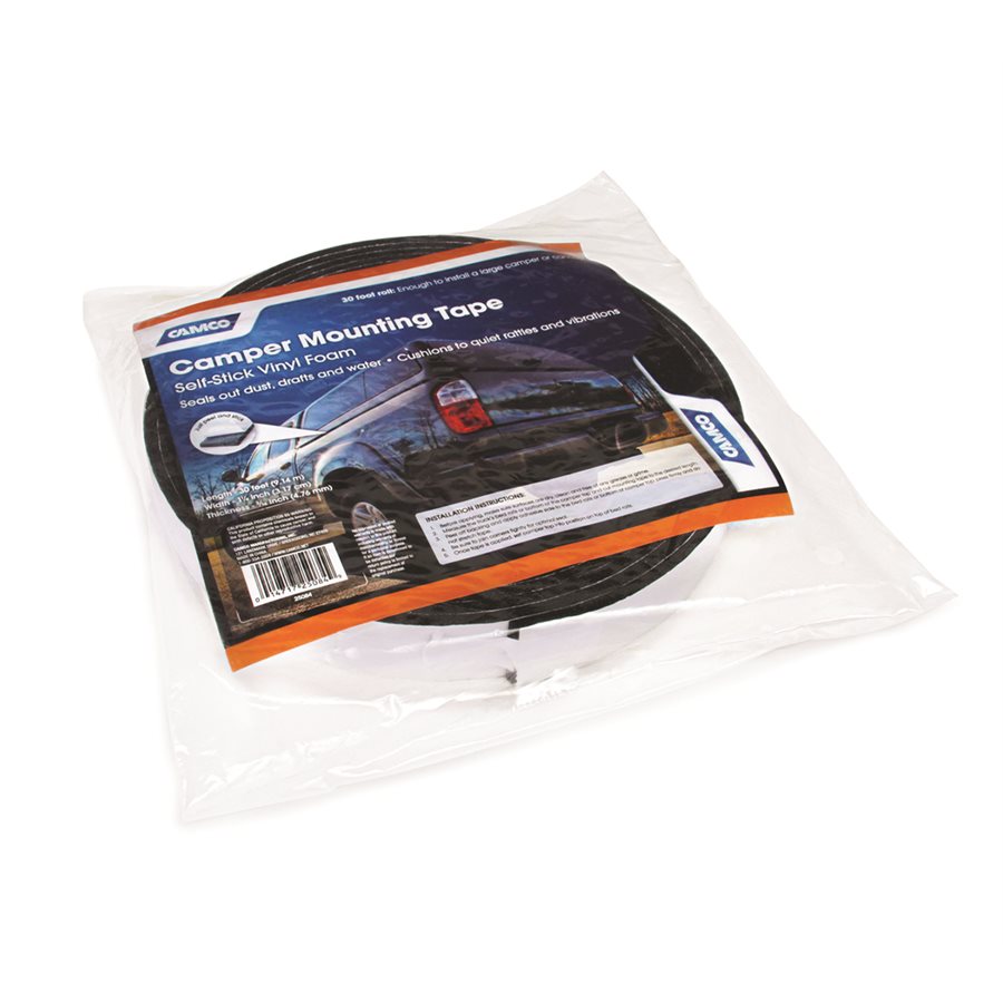 Camco Camper Tape, 30 ft Length x 1-1/4 in Width x 3/16 in Thick, Black - 25084