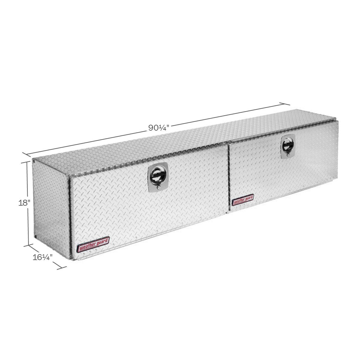 Weather Guard Tool Box, 2 Doors, Aluminum, 90-1/4 in Length x 16-1/4 in Width x 18 in Height - 391-0-02