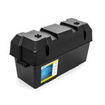 Camco Battery Box, Fits Two 6V Group GC2 Batteries Or Two 12V Group 24/24M Batteries, With 2 Tie Down Straps And 4 Strap Clamps With Screws - 55374