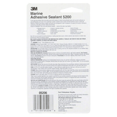3M Adhesive Sealant, 3M 5200, 1 oz Tube, White - 05206