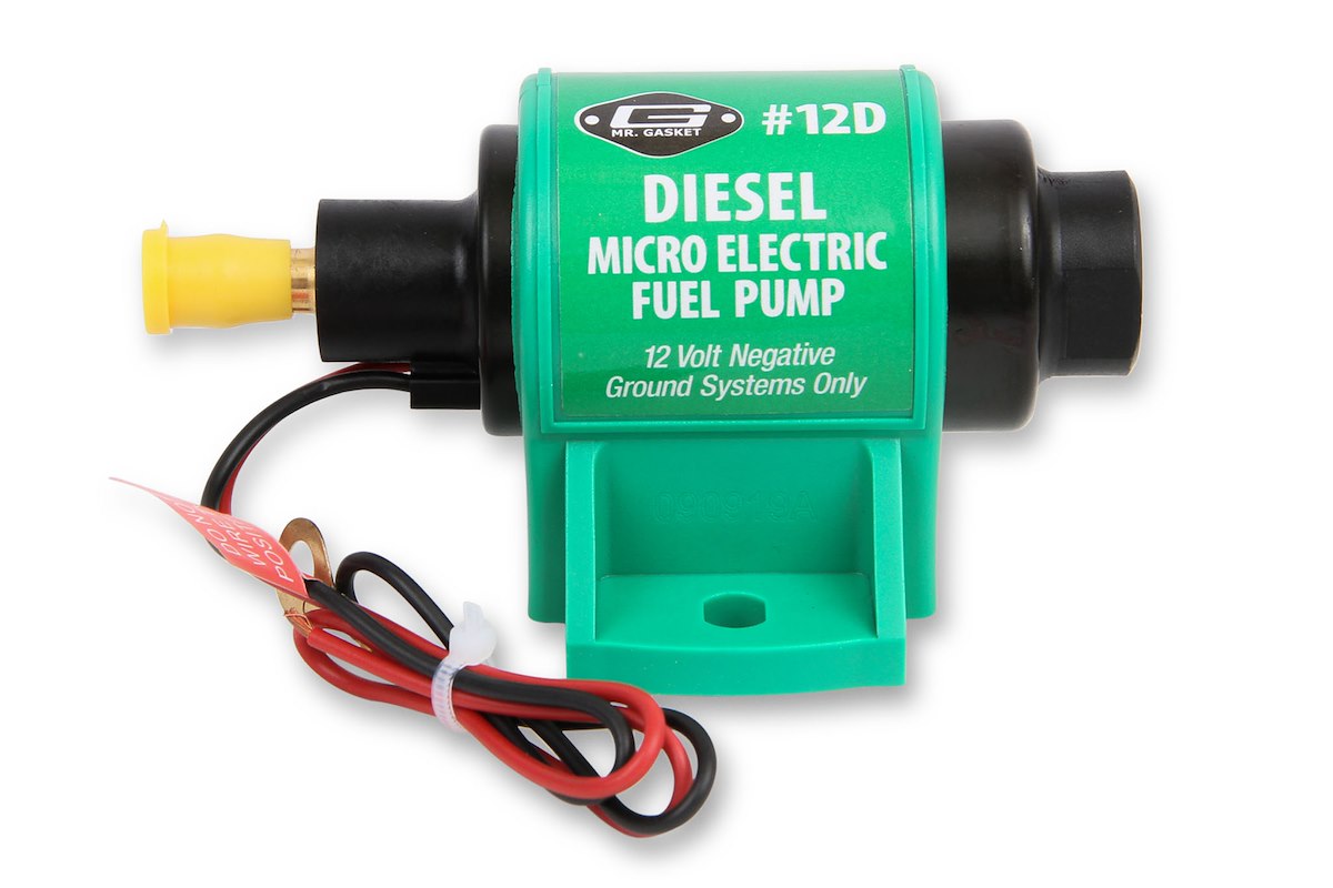 Mr. Gasket Fuel Pump Electric, 35 gal Per Hour, 4-7 PSI Max Pressure, 3/8 in Inlet/Outlet - 12D