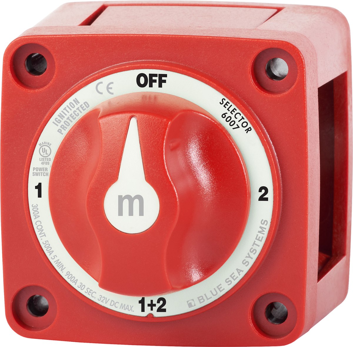 Blue Sea Battery Selector Switch, M Series, 4 Position, 2 Batteries - 6007-BSS