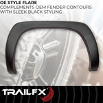 TrailFX Fender Flare, 1 in Front/1 in Rear Tire Coverage, Black Smooth Paintable Finish, Injected Polypropylene, Set Of 4 - TFC3000OE