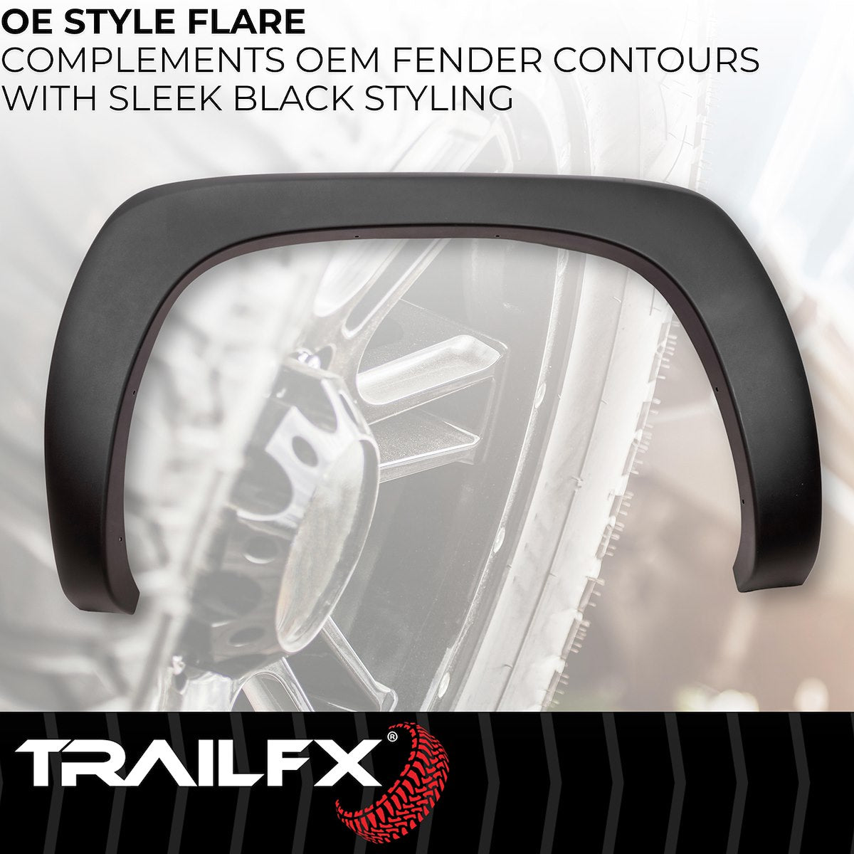 TrailFX Fender Flare, 1 in Front/1 in Rear Tire Coverage, Black Smooth Paintable Finish, Injected Polypropylene, Set Of 4 - TFC3000OE