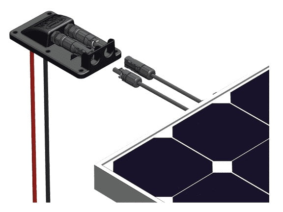 Go Power Solar Power Cable Entry Plate, For Use With Pre-Wired Go Power Solar Kits and Expansion Kits, Male And Female MC4 Connector, Black - 74671