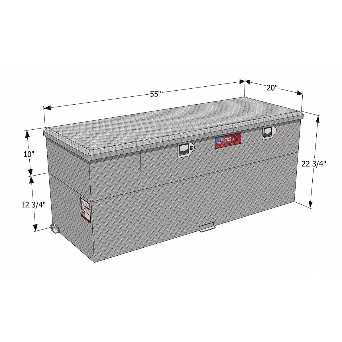 RDS Tanks Liquid Transfer Tank, 20 in Length x 44 in Width x 10 in Height Tool Box, 60 gal Capacity, Black - 73326PC