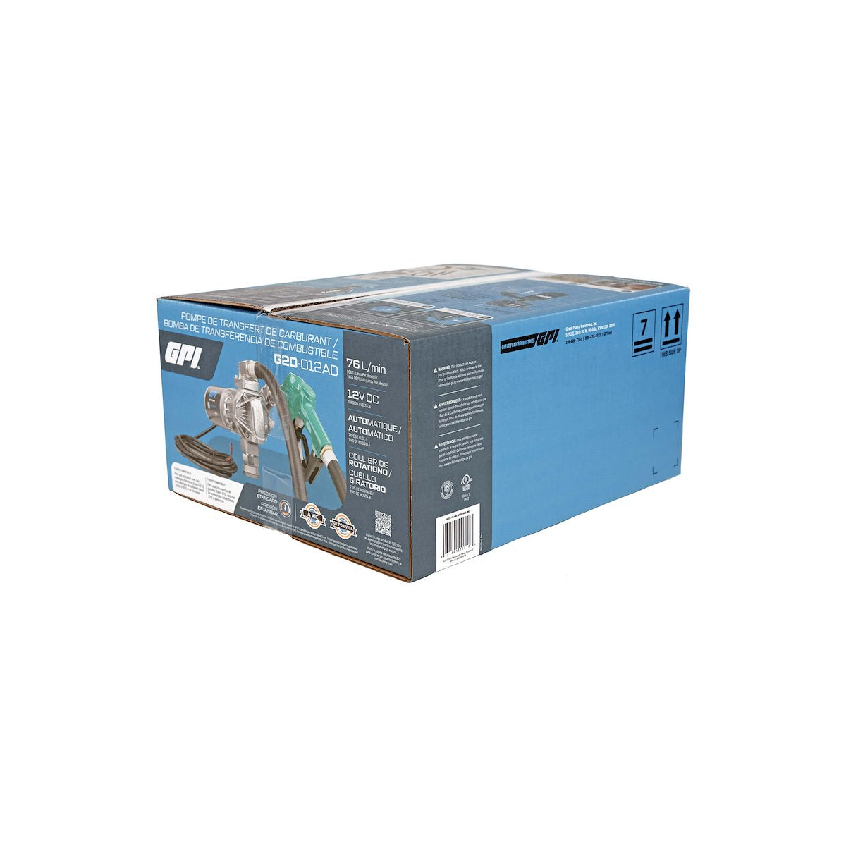 GPI Liquid Transfer Tank Pump, G20 Series, 12 V DC, 20 gal Per Minute - 162000-03