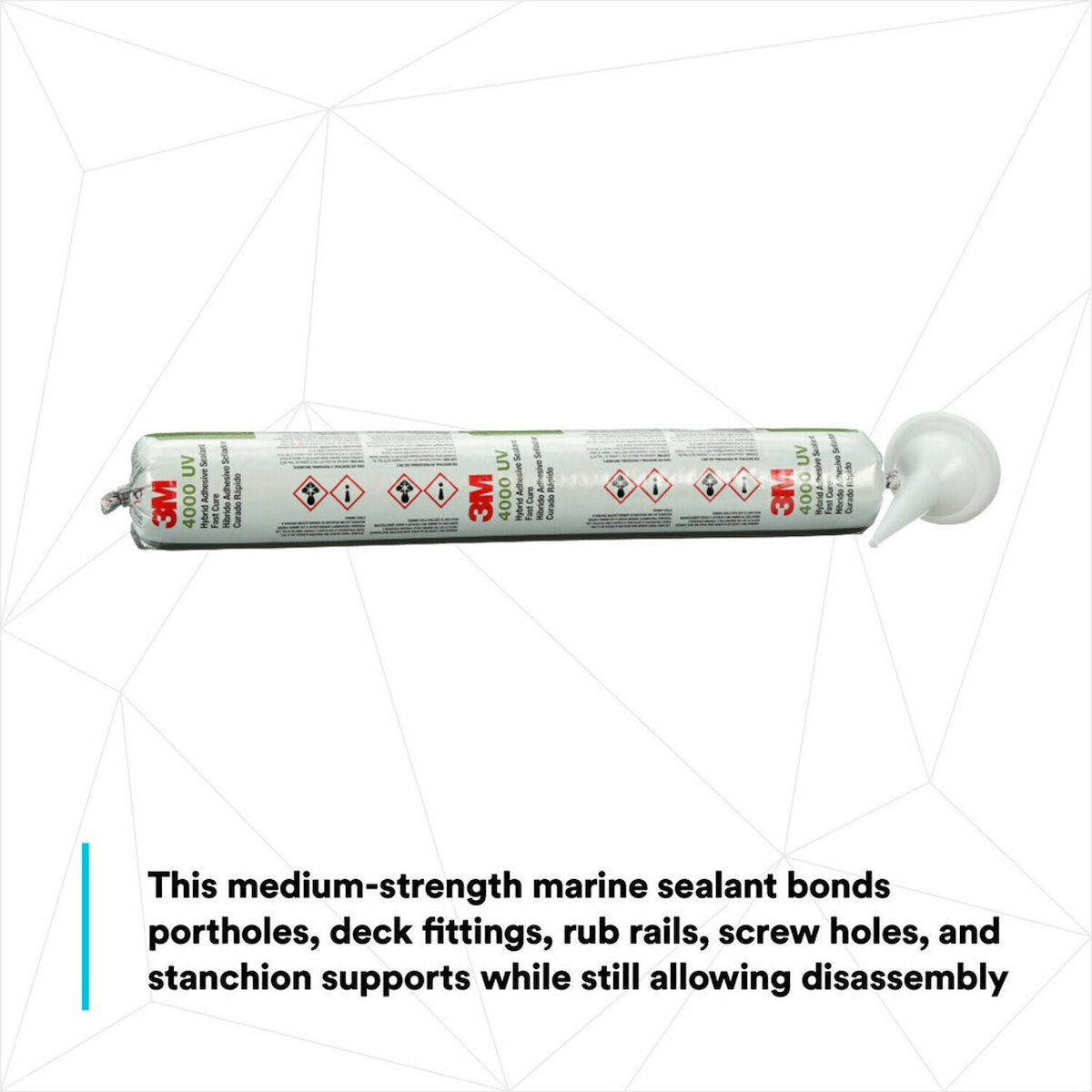 3M Adhesive Sealant, 3M 4000 UV Fast Cure, Used To Bond Aluminum/Wood/Gelcoat And Fiberglass, 600 Milliliter - 05508