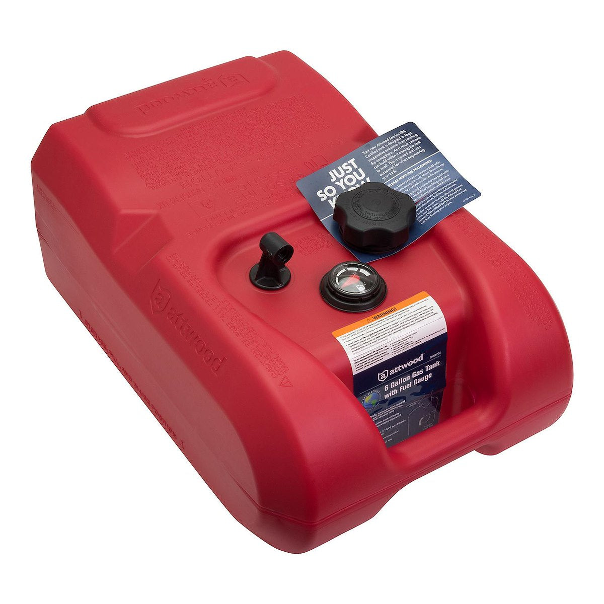 Attwood Marine Fuel Tank, 6 gal Capacity, 19.82 in Length x 13-1/2 in Width x 9.16 in Height - 8806LPG2